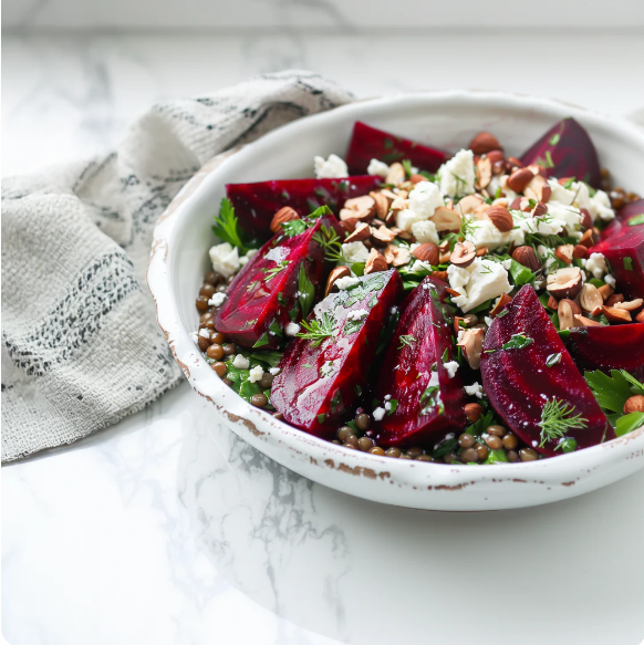 Roasted Beets with Lentils & Hazelnuts