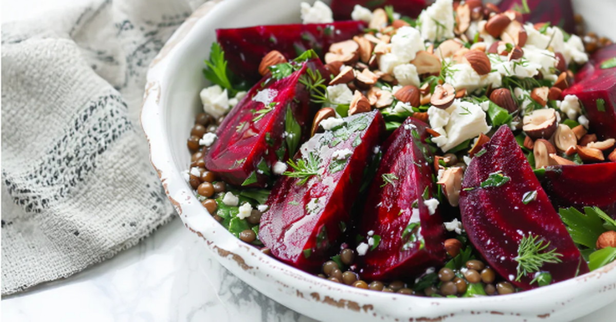Roasted Beets with Lentils & Hazelnuts