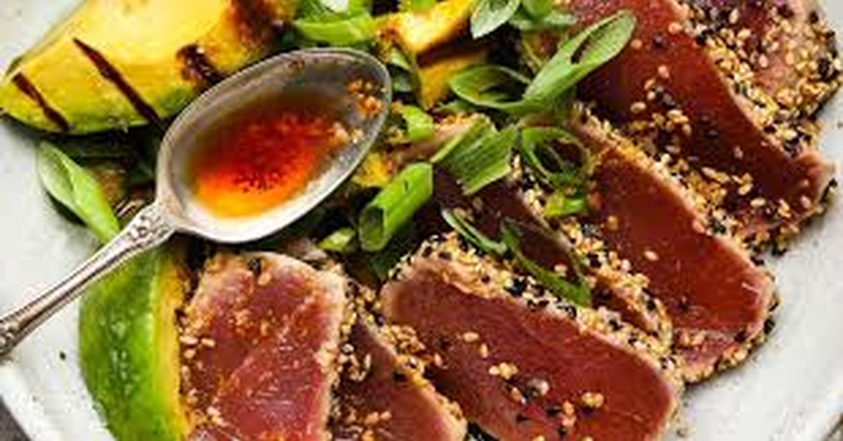 Sesame-Crusted Seared Ahi Tuna with Ginger-Soy Glaze